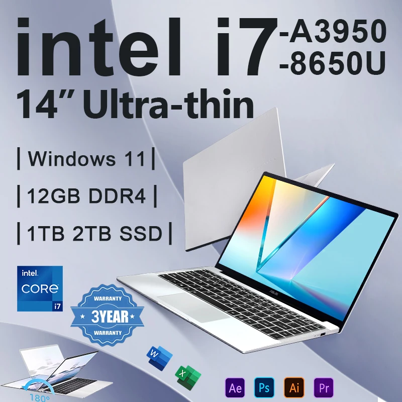 Pc Gaming Core I7 - แล็ปท็อปสำนักงานปี 2026 ระบบปฏิบัติการ Windows 11 Pro